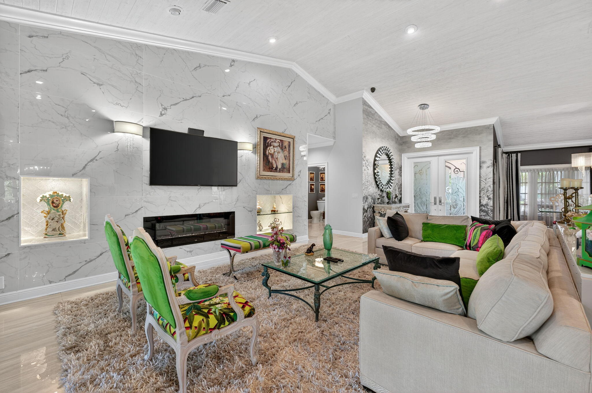 7205 Mandarin Drive Boca Raton, FL 33433 - Photo 13 of 71 a living room with fireplace furniture and a flat screen tv