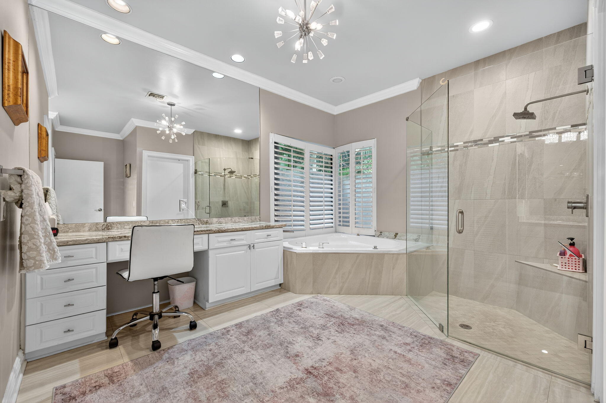 7205 Mandarin Drive Boca Raton, FL 33433 - Photo 37 of 71 a bathroom with a granite countertop sink mirror and a shower
