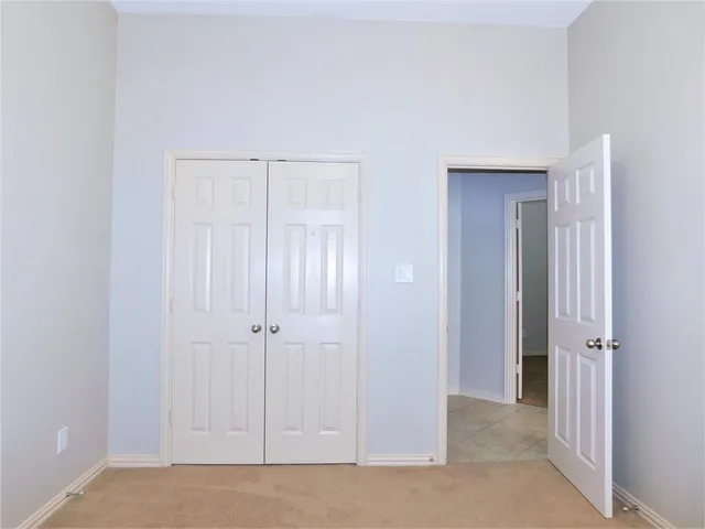 an empty room with a door
