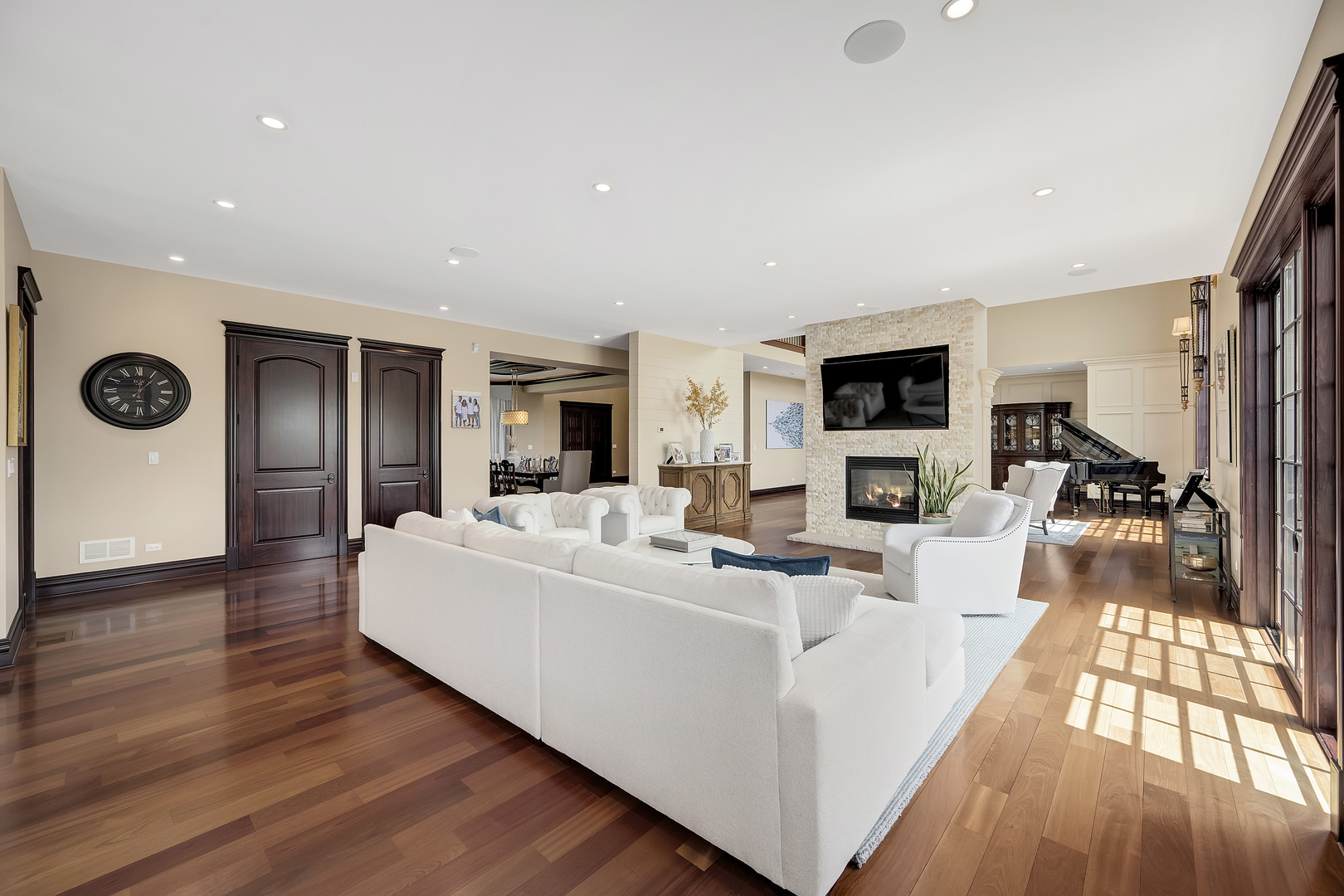 8511 Kearney Road Downers Grove, IL 60516 - Photo 19 of 71 a living room with fireplace furniture and a flat screen tv