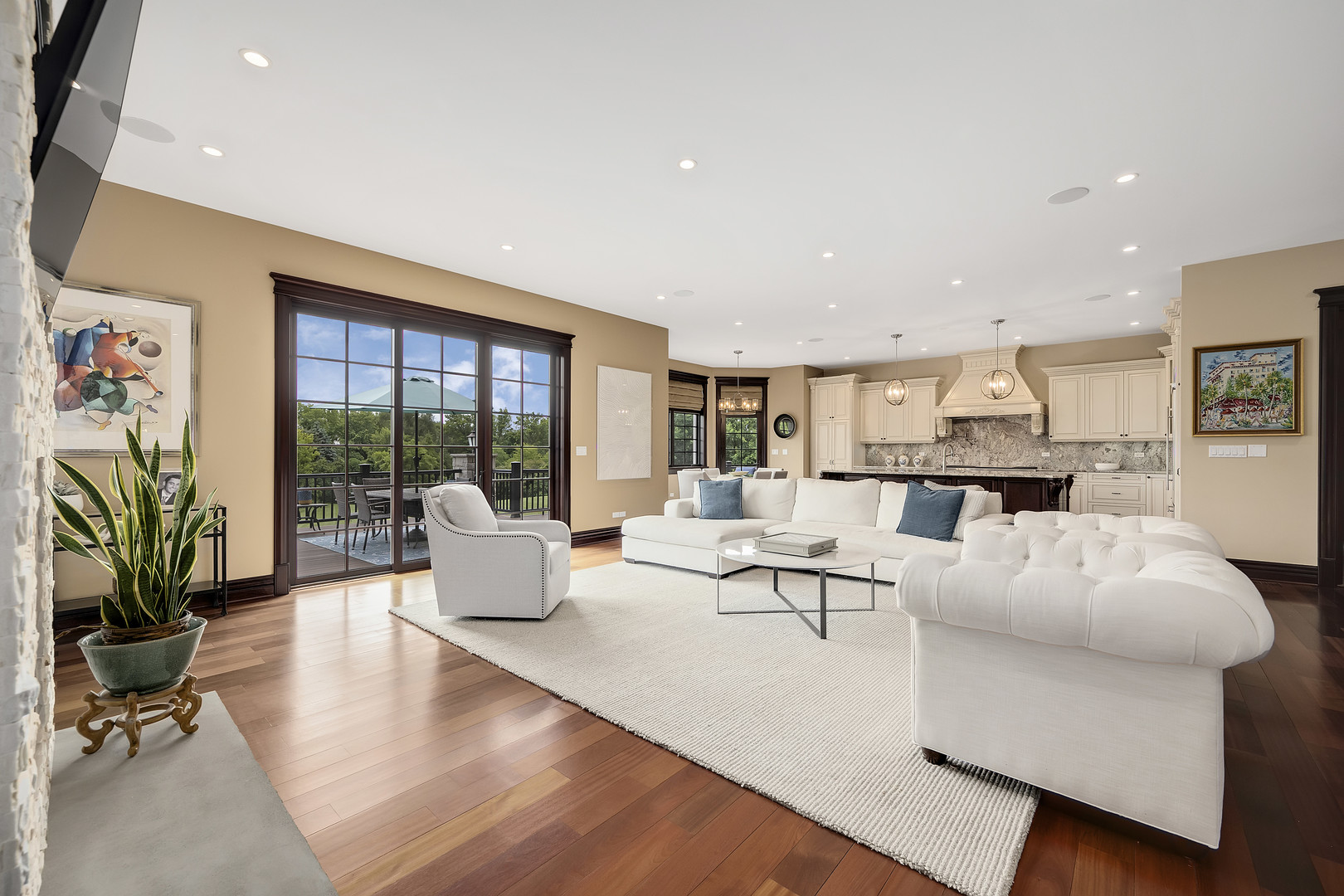 8511 Kearney Road Downers Grove, IL 60516 - Photo 20 of 71 a living room with furniture floor to ceiling window and a flat screen tv