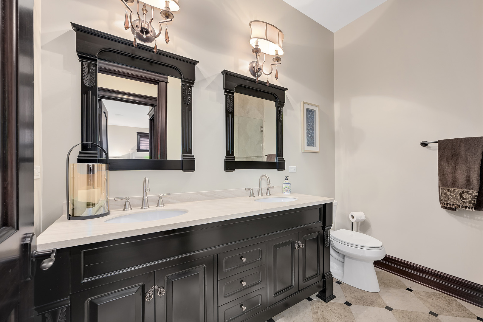 8511 Kearney Road Downers Grove, IL 60516 - Photo 59 of 71 a bathroom with a double vanity sink and a mirror
