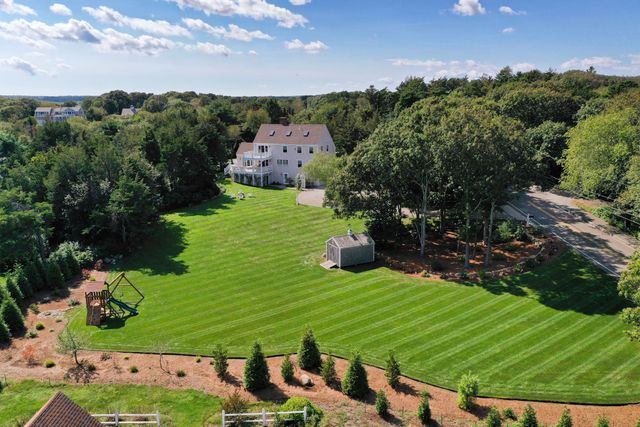 an aerial view of a house
