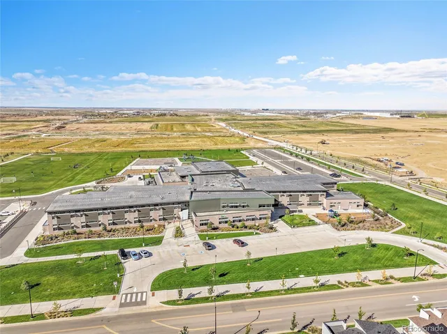 a view of an ocean and a building