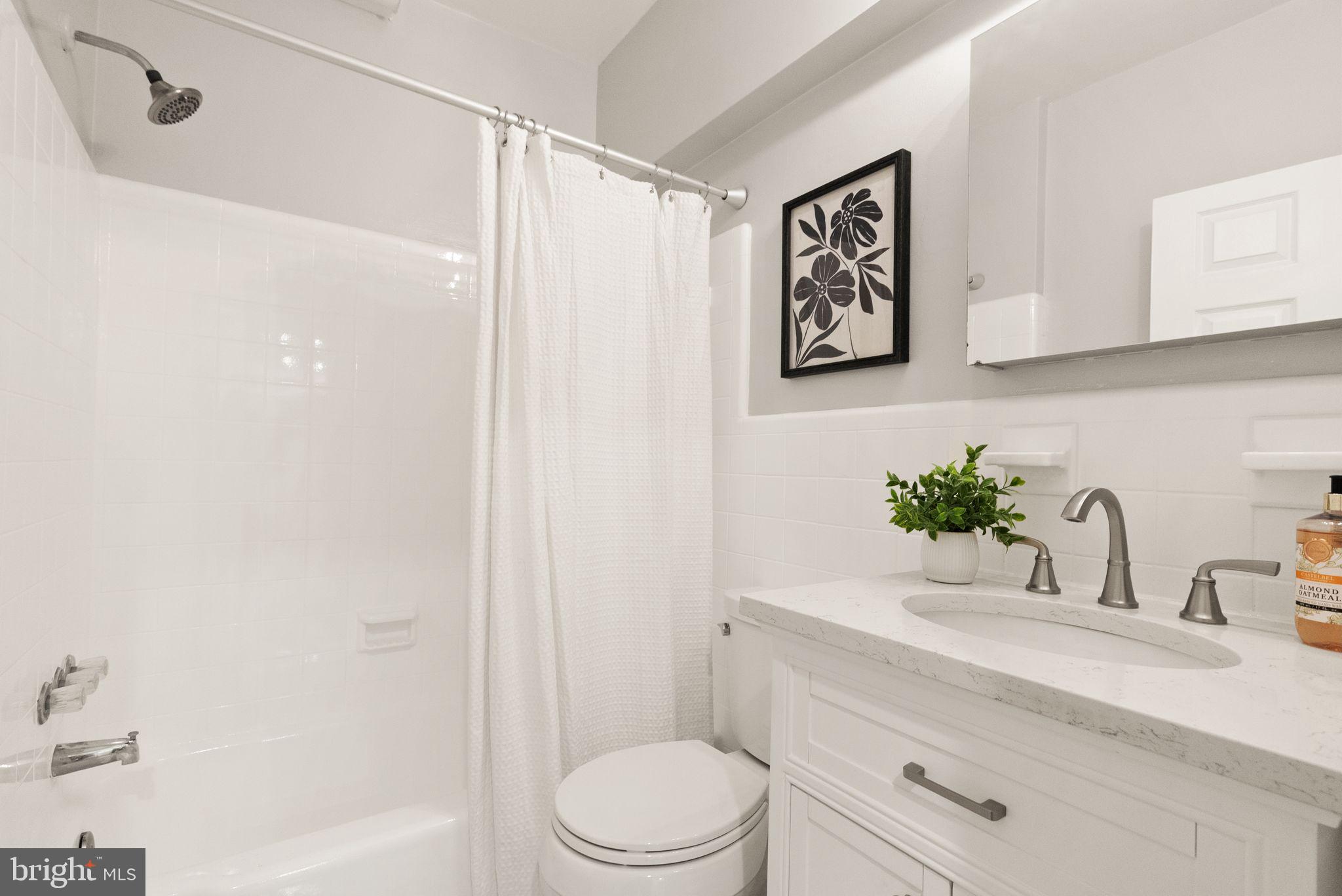 3039 Macomb Street Northwest, Unit 2A Washington, DC 20008 - Photo 16 of 30 a bathroom with a sink a toilet and shower