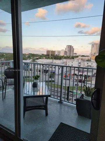 a view of a city from a balcony