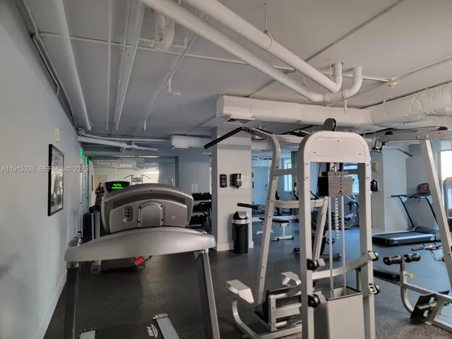 a view of a room with gym equipment