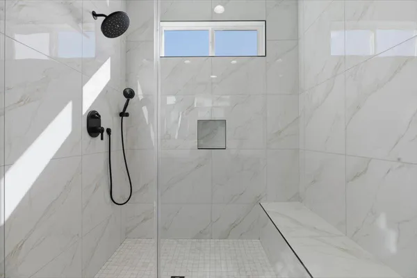 a bathroom with a shower