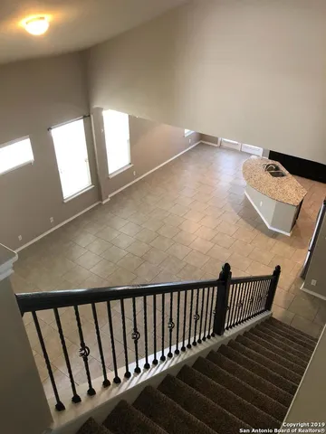 a view of a room with a window