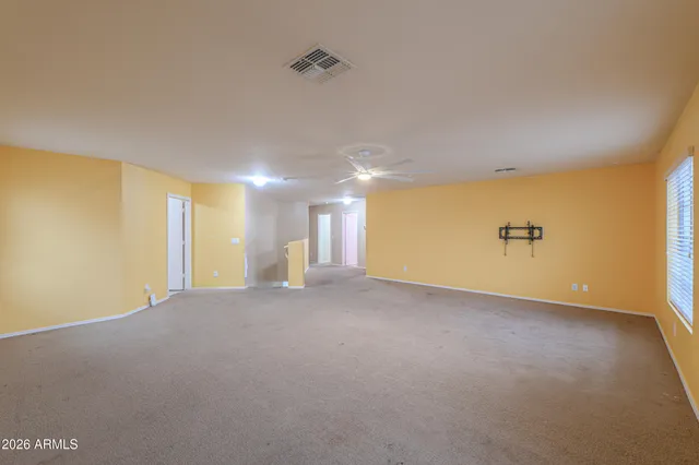 a view of a room with a window