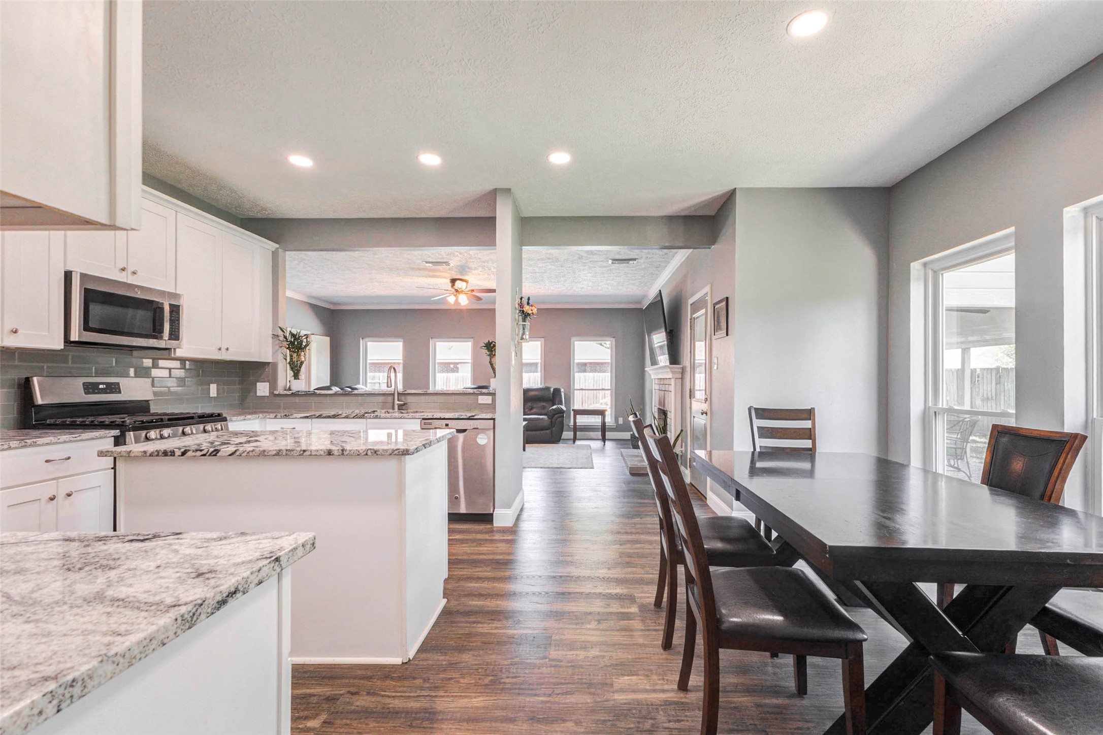 9215 Landry Boulevard Spring, TX 77379 - Photo 14 of 42 The spacious breakfast area sits just off the kitchen and offers plenty of room for a large dining table, creating the perfect setting for casual meals, morning coffee, or gathering with family and friends.