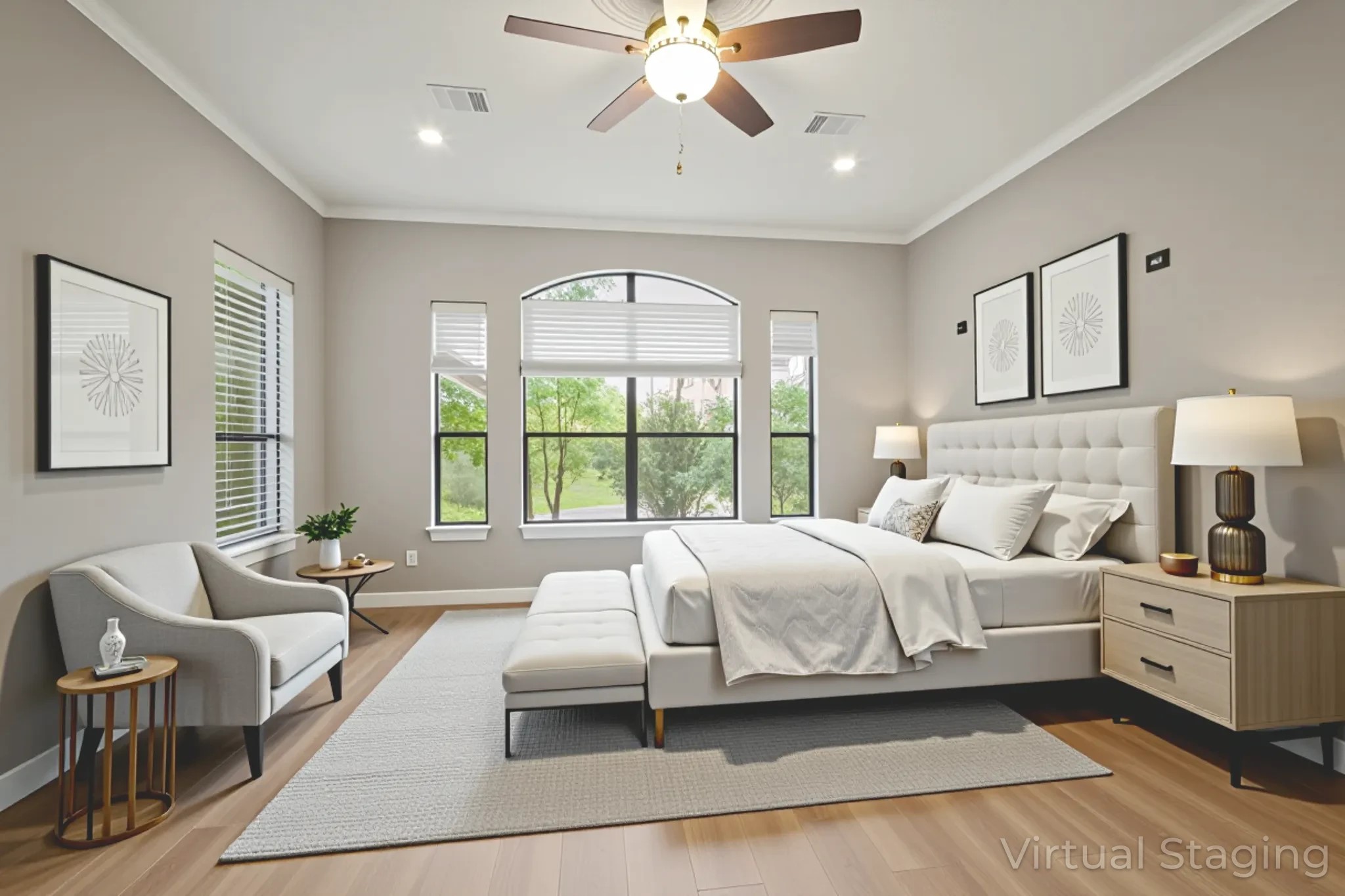 35 Susan Drive Cleveland, TX 77327 - Photo 25 of 33 Experience modern elegance in this digitally staged bedroom, featuring a spacious layout, abundant natural light, and stylish furnishings that create a serene retreat.