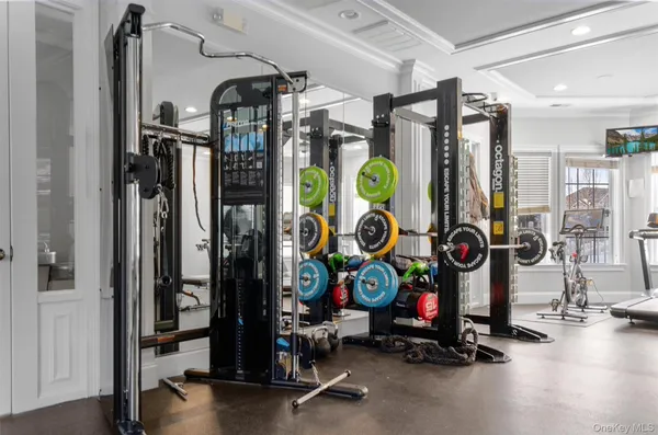 a room with gym equipment