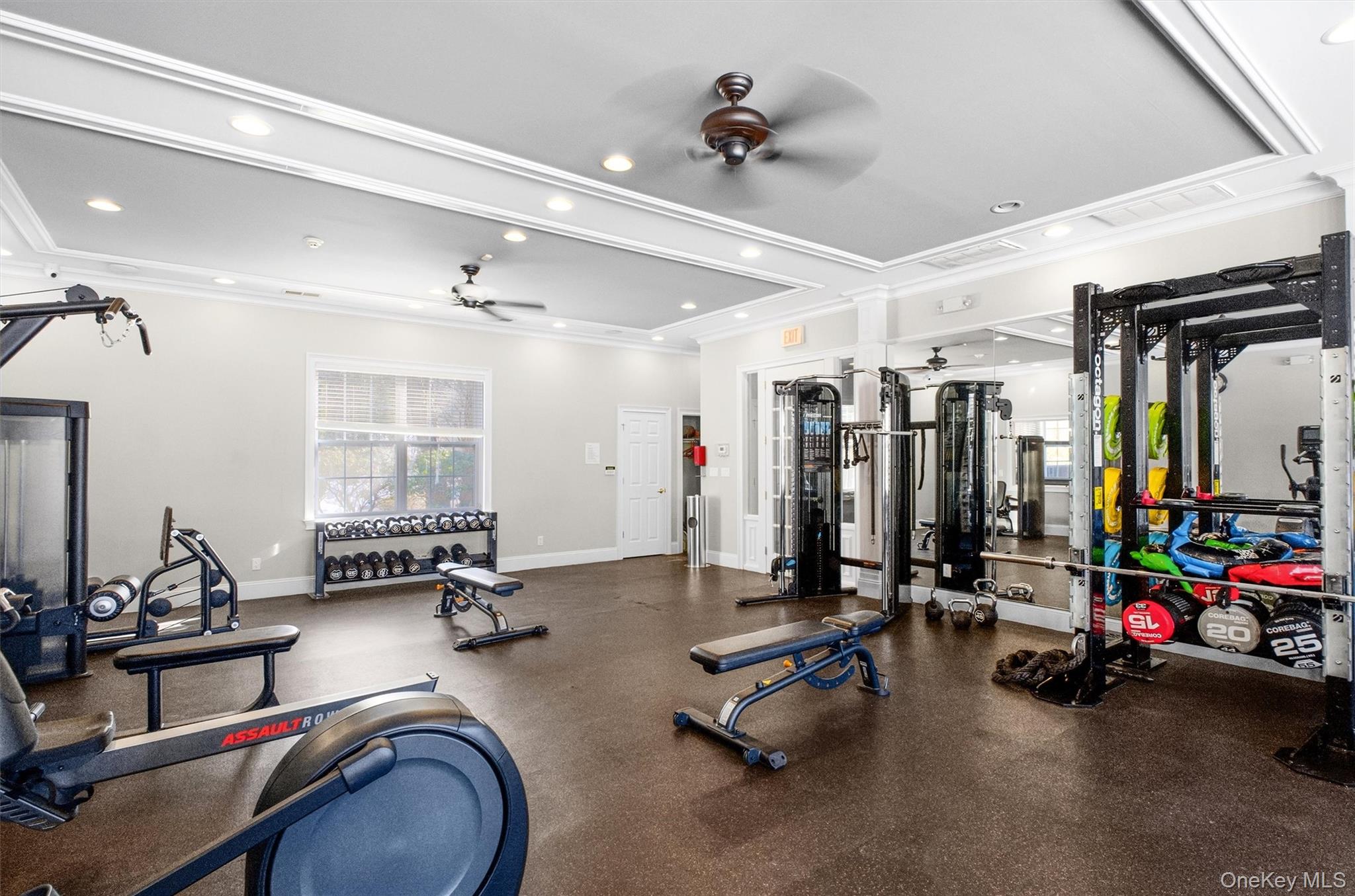422 Highridge Court, Unit 422 Peekskill, NY 10566 - Photo 43 of 45 A spacious and thoughtfully designed fitness room offering a wide range of equipment, from free weights to functional training stations, all set within a clean, modern layout that supports every level of training.