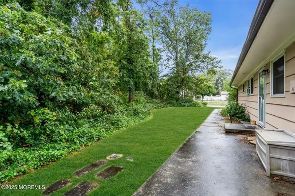 a view of a garden with pathway