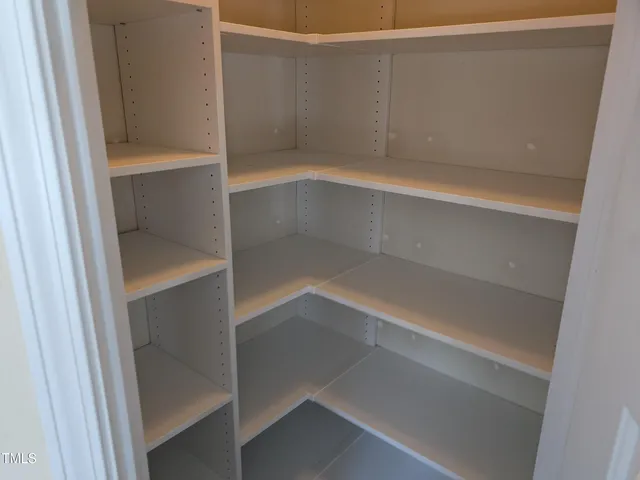 a view of an empty walk in closet