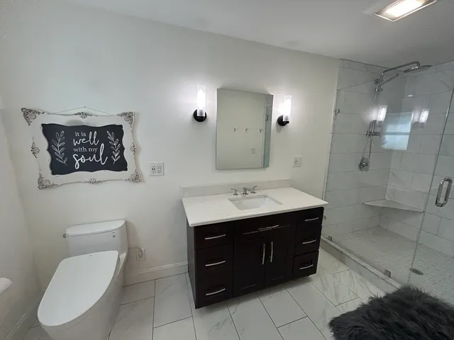 a bathroom with a shower