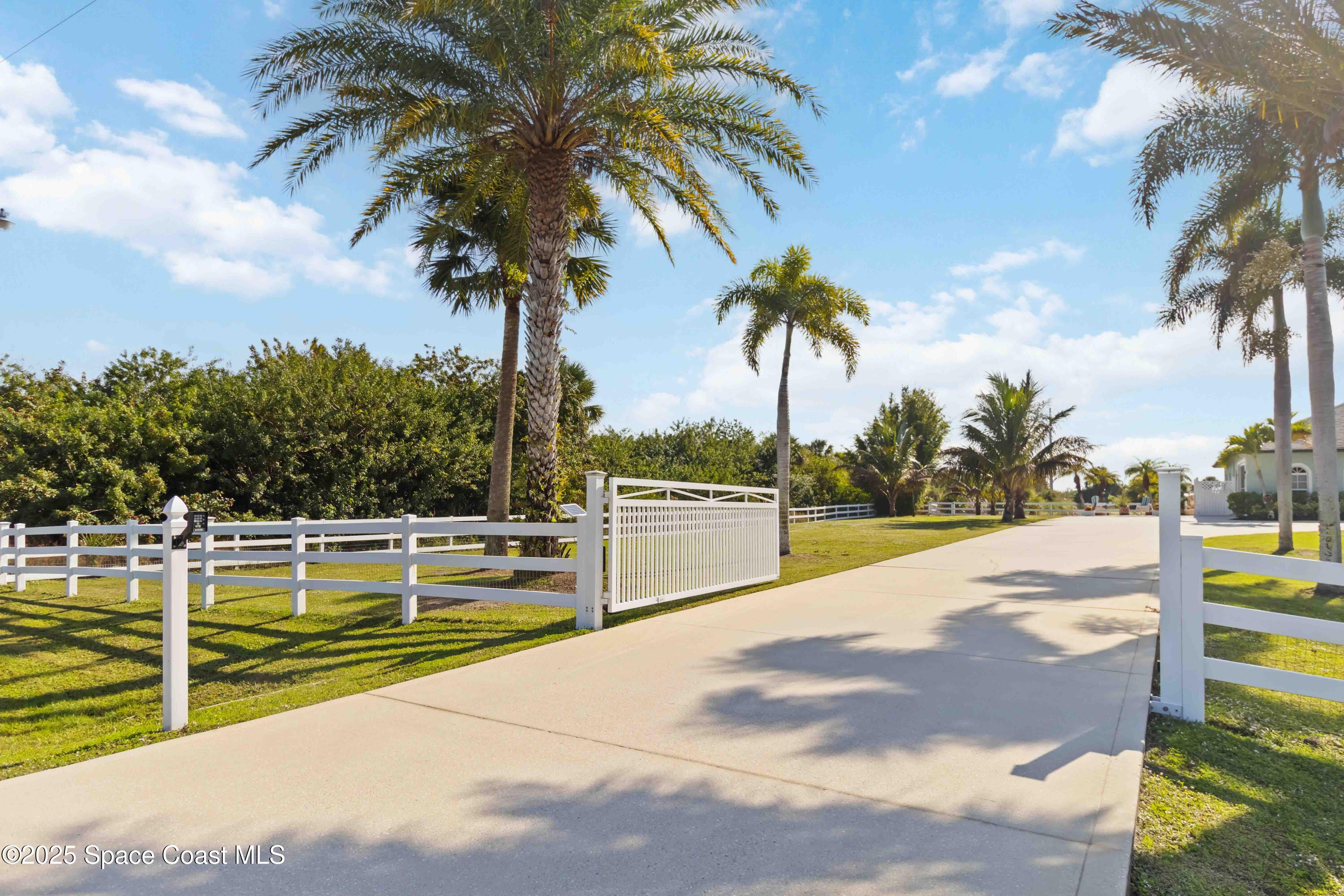 341 Buckskin Street Palm Bay, FL 32909 - Photo 2 of 69 a view of a swimming pool with a lawn chair and palm tree