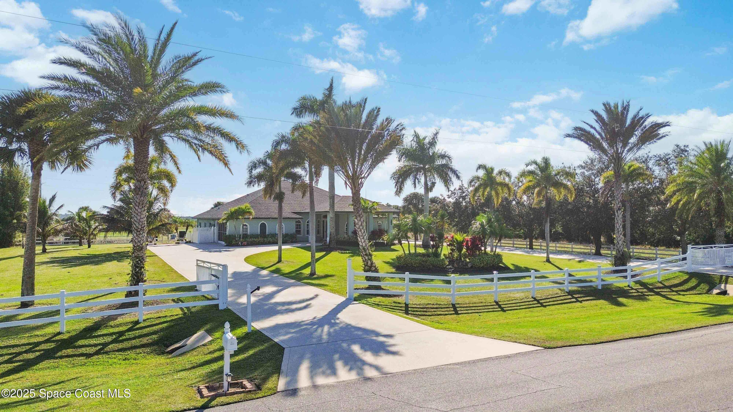 341 Buckskin Street Palm Bay, FL 32909 - Photo 66 of 69 a view of a swimming pool with a patio and palm trees
