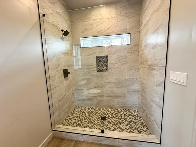 a bathroom with a shower