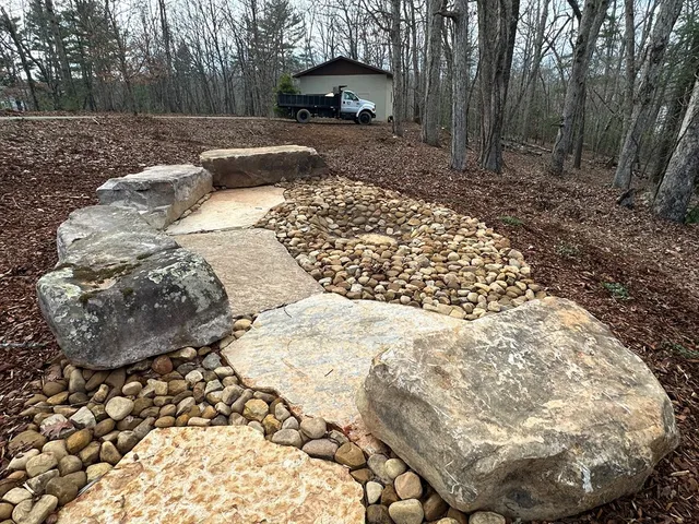 a view of a backyard