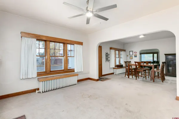 a view of a room with an entryway