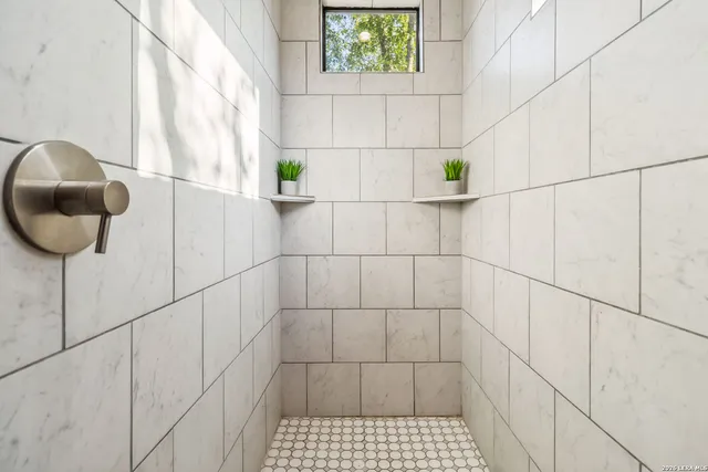 a bathroom with a shower