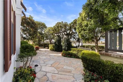 a view of a garden with pathway