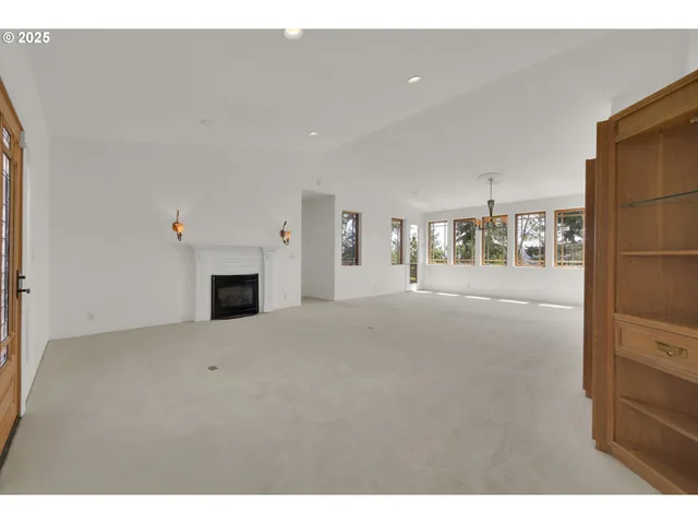 a view of livingroom and fireplace