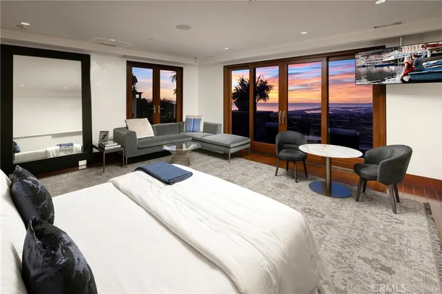 a view of a balcony and mountain view
