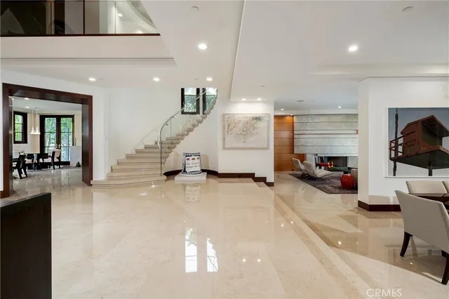 a view of a living room and dining room