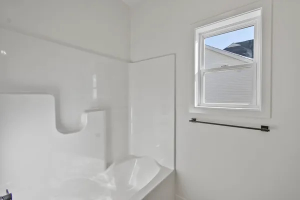 a bathroom with a bathtub