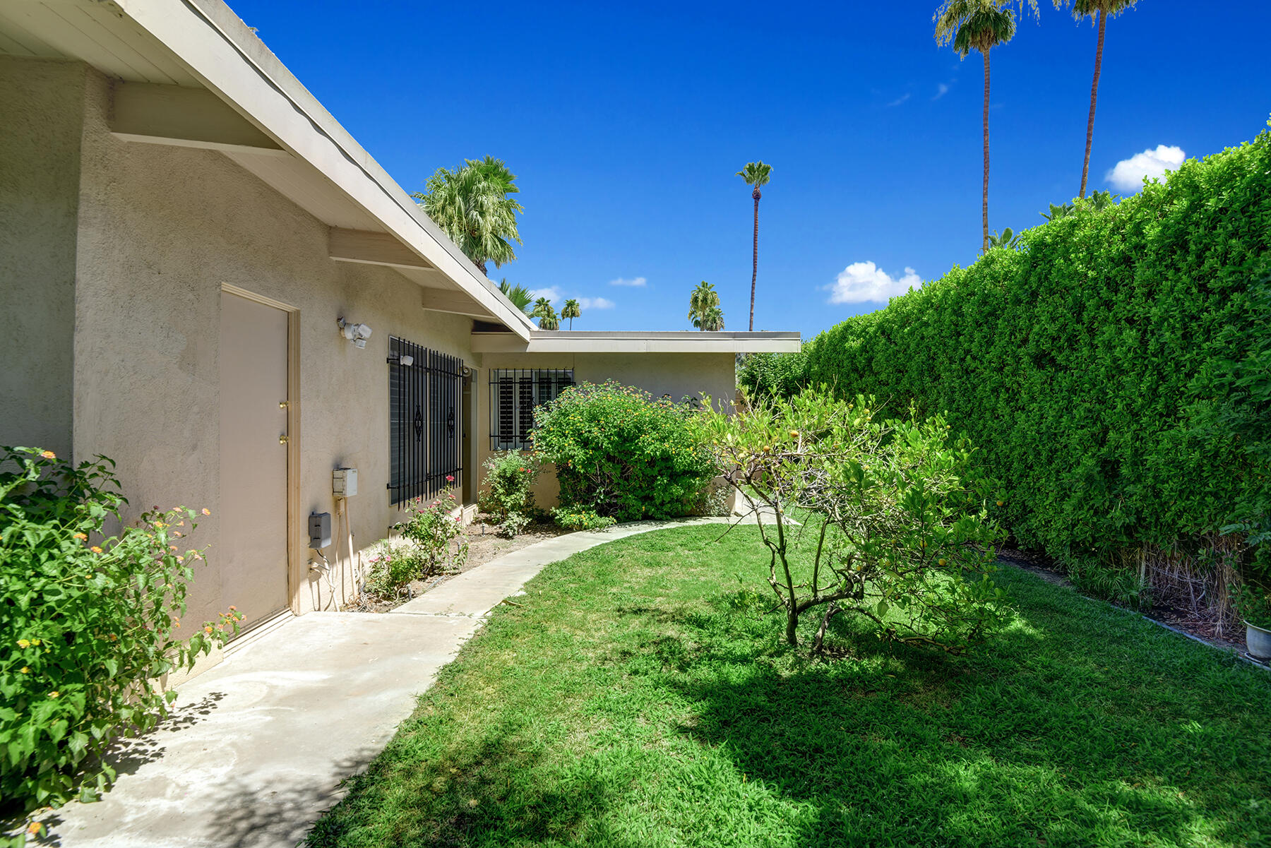 1333 East Deepwell Road Palm Springs, CA 92264 - Photo 21 of 44 a view of a house with a yard and potted plants