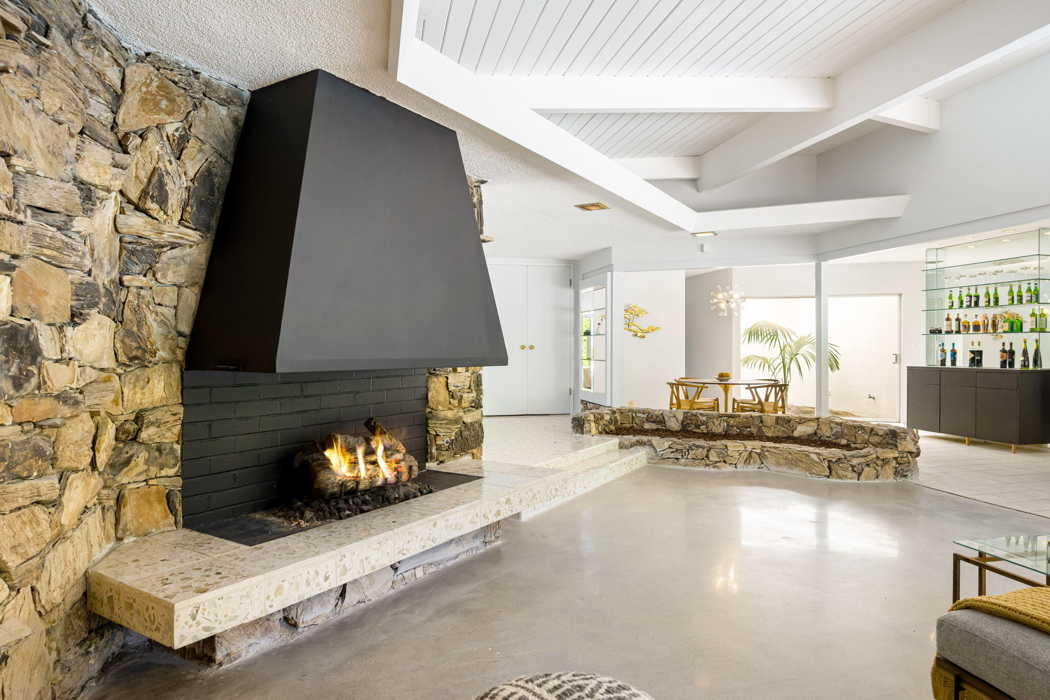 1333 East Deepwell Road Palm Springs, CA 92264 - Photo 8 of 44 a living room with fireplace furniture and a fireplace