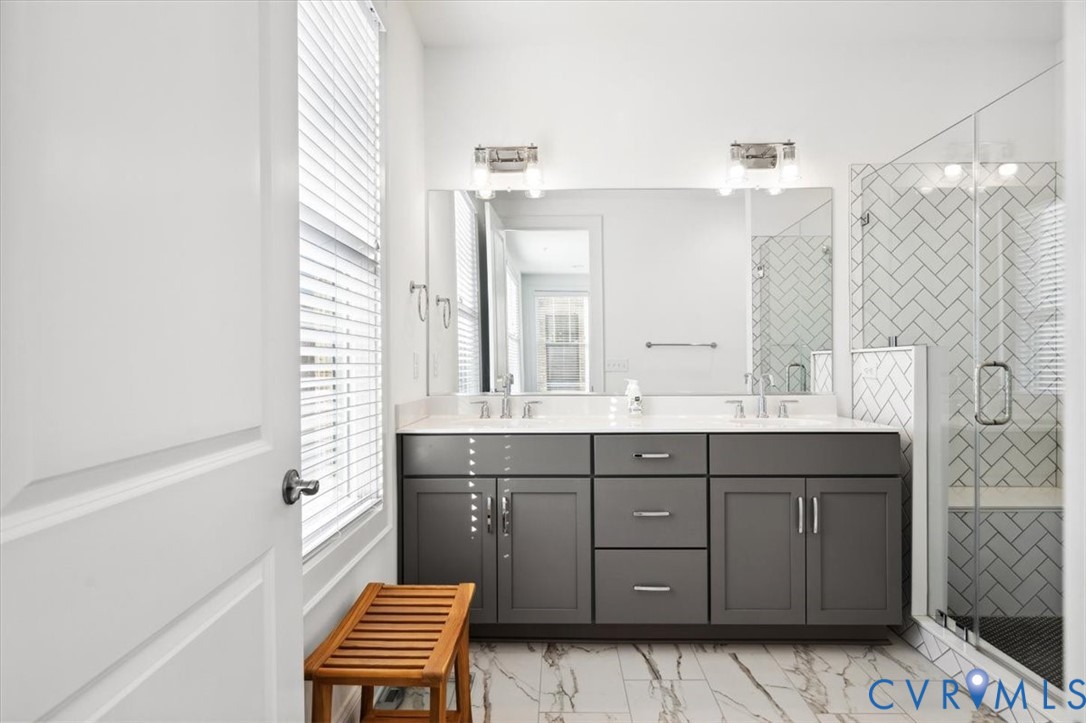 1722 Old Brick Road, Unit A Henrico, VA 23233 - Photo 39 of 41 Bathroom with double vanity, light marble finish f