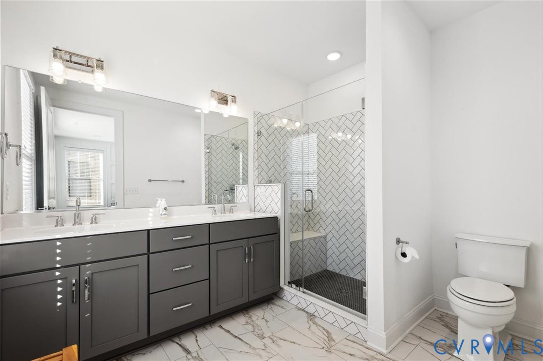 1722 Old Brick Road, Unit A Henrico, VA 23233 - Photo 40 of 41 Full bathroom featuring double vanity, a shower st