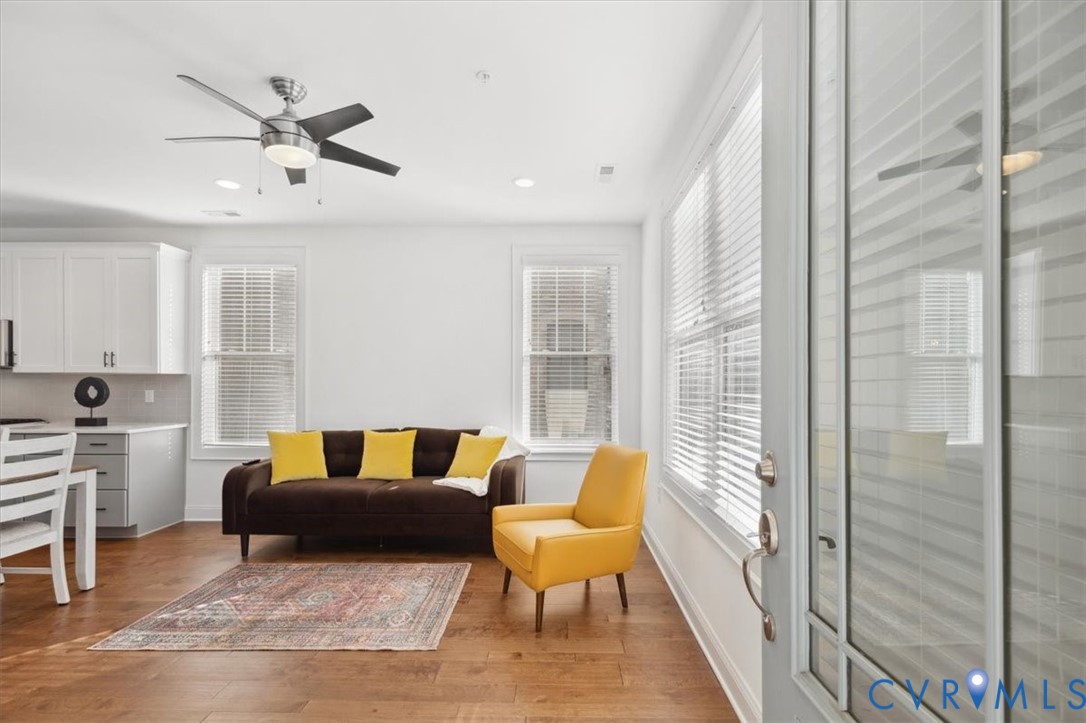 1722 Old Brick Road, Unit A Henrico, VA 23233 - Photo 5 of 41 Living room with a ceiling fan, light wood-style f