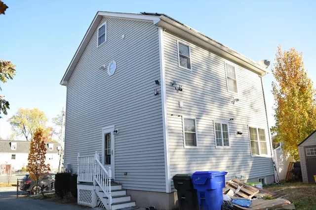 a front view of a house with patio