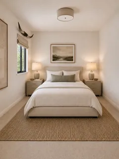 a bedroom with a large bed and a couch