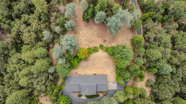 an aerial view of a house