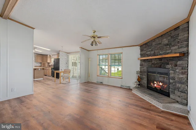 a fireplace with a lamp on it