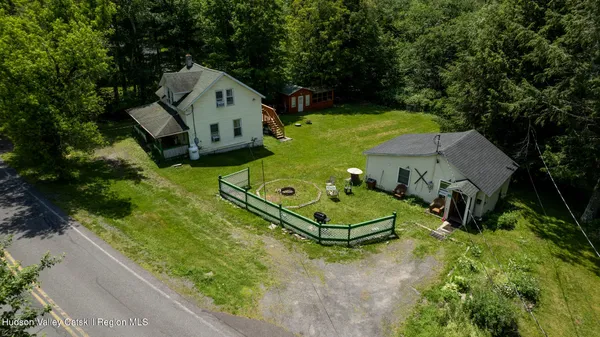 an aerial view of a house
