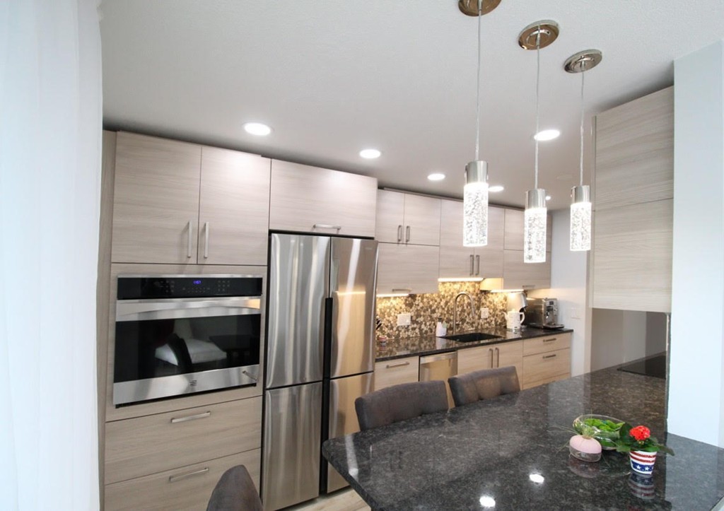 1206 Greendale Avenue, Unit 201 Needham, MA 02492 - Photo 4 of 26 a kitchen with refrigerator and microwave