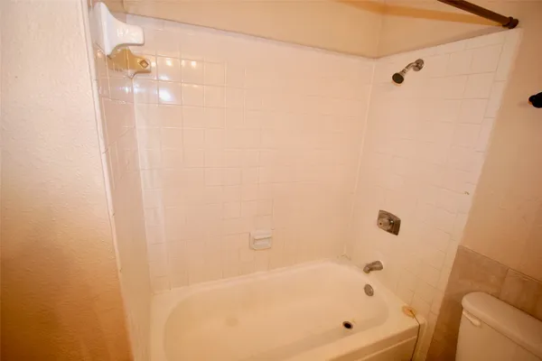 a bathroom with a bathtub