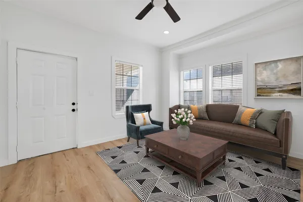 a living room with furniture