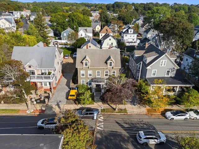 an aerial view of multiple houses