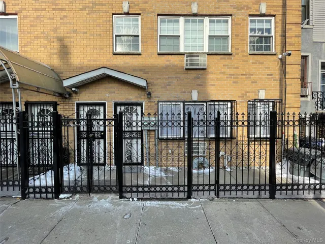 a front view of a building with glass door