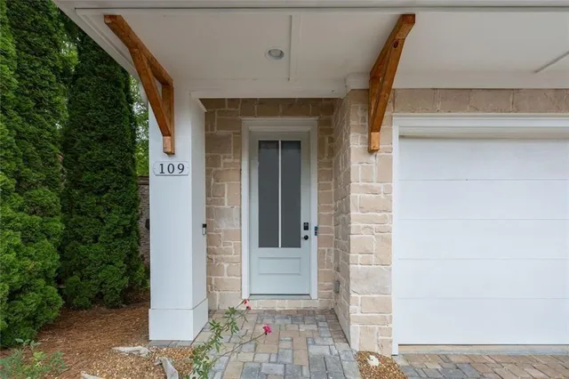 a view of wooden door