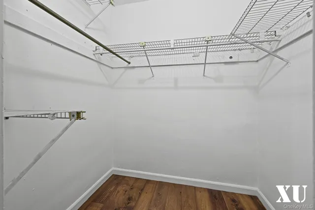 a view of small space with racks on the wall