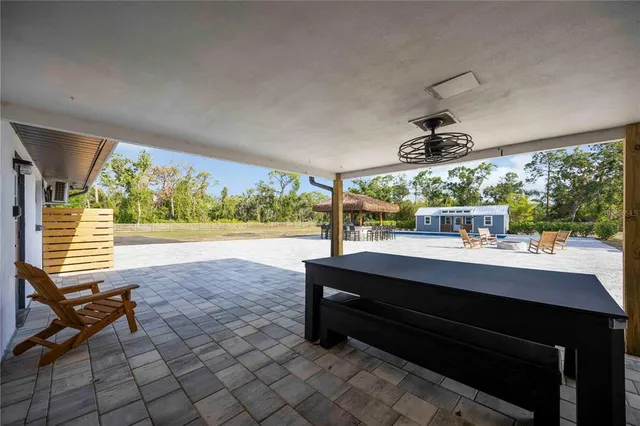 a view of porch with seating space